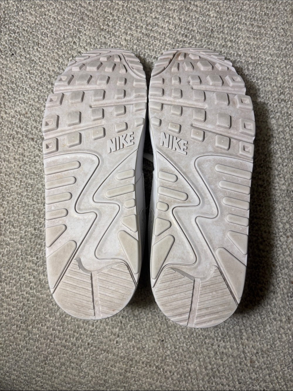 Nike Air Max 90 Triple White Mesh Leather Sneakers - Men's Size 10 CN8490-100 - Picture 6 of 9